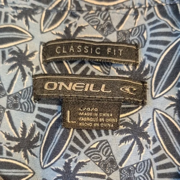 O'Neill Short Sleeve Classic Fit Button Down Mens Shirt w Geometric Pattern - Picture 2 of 11